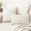 Funda de Cojín Estilo Nórdico Patrón de Diamantes Jacquard Funda para Cojín de Respaldo de Sofá Patrón Floral Geométrico Funda de Cojín Decorativa para Sala de Estar Dormitorio