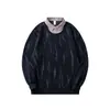 Suéter Nuevo Otoño/Invierno 2024 de Dos Piezas Falsas para Hombre Marca de Moda Americana Holgado Talla Grande Combinable Chaqueta Pesada Negra para Hombre