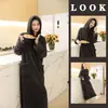 Conjunto de Pijama para Mujer Transfronterizo, Cardigán Largo Grueso de Coral Fleece Espeso para Invierno, Ropa de Casa de Franela que se Puede Usar Afuera