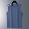 Chaleco de seda de hielo para hombre, moderno, fino, transpirable, de secado rápido, deportivo, de ocio, ancho, con cuello redondo, sin mangas, para verano
