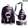 Mochila Escolar Anime 3D Nova Transfronteiriça, Mochila, Estojo, Bolsa de Ombro, Três Peças