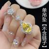 Zircón amarillo ganso corte estrella comparable a flor de hielo cubierta trasera en forma de gota anillo abierto temperamento de mujer colgante traje de aretes