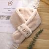 Bufanda cálida de felpa sencilla de estilo coreano de moda para otoño e invierno, con estampado de flores de nicho Shu, bufanda protectora cruzada a prueba de frío para el cuello.
