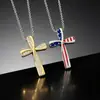 Pingente Forma de Coração Gota d'água Cruz Bandeira Americana Cobre Zircônia Personalizado Versátil Colar Colar Bandeira Americana