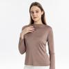 Camiseta Básica de Seda Plegada de Verano Huaye Talla Grande Holgada de Seda de Morera Tejida Cuello Redondo Manga Larga Top para Mujer