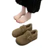 Sapatos Birkenstock com veludo feminino novo estilo popular mocassins de inverno sapatos de algodão sapatos de pele quentes slip-on botas de neve