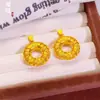 Colgante Auspicioso de Paz Estilo Filigrana Antigua Chapado en Oro Latón para Mujer, Estilo Lujo Ligero con Sentido de Elegancia, Colgante Circular Hueco Color Oro Arena