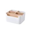 Caja de almacenamiento de cosméticos de madera, caja de almacenamiento de escritorio, caja de almacenamiento de cosméticos de plástico, caja de acabado para el cuidado de la piel y lápiz labial.