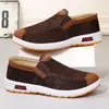 Sapatos de Tecido Old Beijing Masculinos com Solas de Borracha, Casuais e Simples, Antiderrapantes e Resistentes ao Desgaste, Sapatos de Tecido de Calçar Rápido para Dirigir, Sapatos de Trabalho Confortáveis