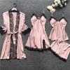 Pijamas Transfronteiriços, Pijamas Femininos, Conjunto de Quatro Peças, Pijamas Coreanos de Alças, Roupa de Casa Feminina com Bojos, Pijamas 2103