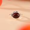 Joyería Yuebao S925, anillo de plata de ley con diseño retro de pimienta de sangre, simple, geométrico, con forma de huevo, elegante, abierto, combinable.