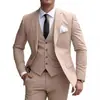 Amazon Comercio Exterior Traje de Tres Piezas para Hombre Transfronterizo Traje de Negocios Ajustado Atuendo Elegante para Banquetes