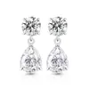 Pendientes Dinámicos con Corte de Flor de Hielo de Piedras Preciosas de Colores de Venta Caliente Transfronteriza, Pendientes con Forma de Pera de Diamante de Alto Carbono Chapados en Oro, Dropshipping para Transmisiones en Vivo