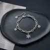 Pulseira de floco de neve de camada dupla para homens, pulseira hip-hop simples e personalizada da moda para mulheres, acessório versátil de luxo leve de alta qualidade