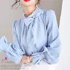 Moda Versátil Primavera/Otoño 2026 Camisa de Gasa de Manga Larga con Mangas de Campana y Lazo para Ocultar el Vientre Blusa Elegante