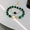 Pulseira de Esmeralda Olho de Tigre Natural Estilo Coreano Feminino Olho de Tigre Design Distinto de Nicho Luxo Leve Simples Avançado Mão