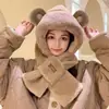 Invierno 2024 Nuevo Calentador de Cuello de Felpa Gruesa de Dibujos Animados de Perro Pacha para Mujer con Gorro de Felpa Integrado para Estudiantes