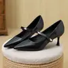 Zapatos de Tacón Alto de Diseño Puntiagudo Huiliya Estilo Nicho para Mujer Primavera y Otoño Nuevo Estilo Boca Baja Elegantes Zapatos de Tacón de Aguja para Mujer G60-11