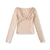 Ap25531-25 Novo Estilo de Verão American Girl Estilo Doce Estilo Pura Luxúria Costura de Renda Falso Duas Peças Camiseta de Manga Longa
