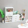 1:Vitrina de combinación con 12 modelos de bolsillo, vitrina para casa de muñecas, librería en miniatura para manualidades, minimuebles y adornos.