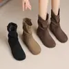 Botas Martin de estilo Birkenstock de moda retro que aumentan la altura para mujer, nueva colección otoño/invierno 2026, color marrón, forradas de felpa, botas cortas de algodón para mujeres petite