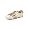 Zapatos Planos Casuales de Cuero Genuino con Bloques de Color para Mujer, Nuevo Estilo Primavera y Verano, Cuero Genuino por Dentro y por Fuera, Zapatos Casuales Vintage con Bloques de Color y Punta Redonda para Mujer
