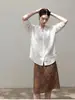 Camisa blanca de lino Lyocell con cuello en V y manga corta para mujer, 2026 verano, corte slim, casual, versátil