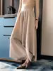 Pantalones Culotte 100% Lana Pura para Otoño e Invierno, Pantalones Anchos de Nueve Puntos para Mujer, Pantalones Sueltos de Punto de Color Puro de Cintura Alta, Elegantes y Elegantes