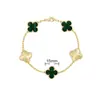 Pulsera de Calcedonia Morada Natural de Cinco Flores [Versión Alta Dorada V Chapado Grueso en Oro] Pulsera de Trébol de Cuatro Hojas de 18 Quilates para Mujer, Artesanía Exquisita
