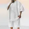 2024 cross-border masculino verão novo jacquard xadrez camiseta de manga curta folgada plus size terno casual reto