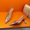 Primeiro Encontro Temporada 2026 Novo Estilo Fada Alça de Laço Bico Fino Salto Fino Sapatos de Salto Alto Fechados Sandálias Prata