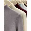 Suéter Interno Casual Feminino Gola Alta Tricotado de Veludo Espesso Peça Única Cor Lisa Manga Longa Forrado com Lã Outono e Inverno