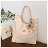 Bolsa de lona floral de nicho 2025, nova bolsa de ombro grande com capacidade para estudantes da Coreia do Sul, bolsa de compras portátil