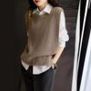 Chaleco Suéter Anti-Pilling Hongtai Primavera y Otoño Nuevo Estilo Japonés Cuello Redondo Color Sólido Abotonado Delgado Moda Femenina Chaleco de Punto