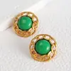 Joyería de Estilo Europeo y Americano, Incrustaciones de Piedras Naturales de Colores, Vintage, Lujo Ligero, Moda, Clips para Orejas y Pendientes para Mujeres
