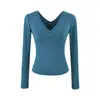 Camiseta sexy de manga larga con doble cuello en V estilo americano para mujer, nuevo top sexy versátil de ajuste ceñido para verano