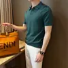 Polo ligero de estilo maduro para hombre, camiseta de verano de seda fina de manga corta, camiseta básica de punto de media manga para hombre, estilo coreano de moda