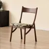 Silla retro de lujo ligero, silla de comedor de madera maciza para el hogar, silla estilo nórdico con respaldo, silla de diseño simple de orejas de gato