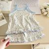 Traje Floral de Tirantes de Verano para Niños 2025 Falda sin Mangas para Niñas Estilo Princesa Perezosa Delgada Estilo Dibujo Animado