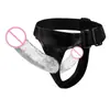 Pantalones de Cuero para Mujer Orissi con Dildo de Doble Extremo, Material TPR, Ropa Interactiva Divertida para Role-Play Lésbico
