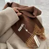 Bufanda Japonesa 100% Lana Pura Doble Cara Color Sólido con Puntadas Visibles y Flecos, Versión Estrecha para Hombres y Mujeres, Versátil para Parejas