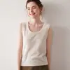 Outono e Inverno Novo Tricô Feminino 100% Caxemira Gola U Slim Fit Camisole Top de Tricô Camisa Básica de Tricô