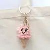 Pingentes de Boneca Crochê Feitos à Mão, Enfeites de Sorvete Crochê com Lã, Pingentes de Chaveiro Tricotados, Acessórios para Bolsa