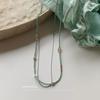Primavera-preenchido Novo Chinês-estilo Mão-feito Contas Dupla-camada Empilhado Desgaste Natural Pedra Contas de Arroz Clavícula Cadeia Frio Estilo Temperamento