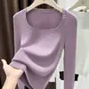 2026 Camada Base de Tricô com Temperamento para Mulheres Outono/Inverno Esquema de Cores Mesclado Camada Interna Emagrecedora Toque de Alto Padrão