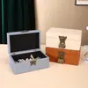 Caja de almacenamiento multifuncional creativa con cerradura para uso doméstico, joyero para pendientes y collares, decoración y organización de oficina caja de madera