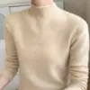 ¡Estilo de temperamento de alta gama! Suéter de cachemir para mujer, cuello medio alto, dobladillo enrollado, tejido, top adelgazante