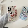 Capa de Celular Magnética Fofa de Desenho Animado Japonês e Coreano 17Promax Xiaoxin Adequada para Iphone16Pro Camada Dupla 18Pro15