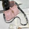 Bolso de dama moda bordado con diamantes bolso de axila candado personalizado letra correa ancha para el hombro bandolera bolso de mujer para teléfono móvil