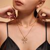 Enigma Joyería Lazo Shi Jia Beizhu Circonita Collar Clavícula Acero de Titanio Recubrimiento PVD Oro Verdadero Color que No Se Desvanece Femenino